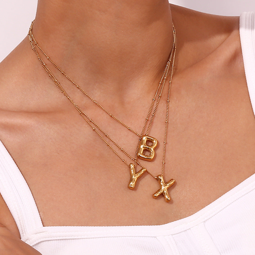 Gold Balloon Initial Necklace