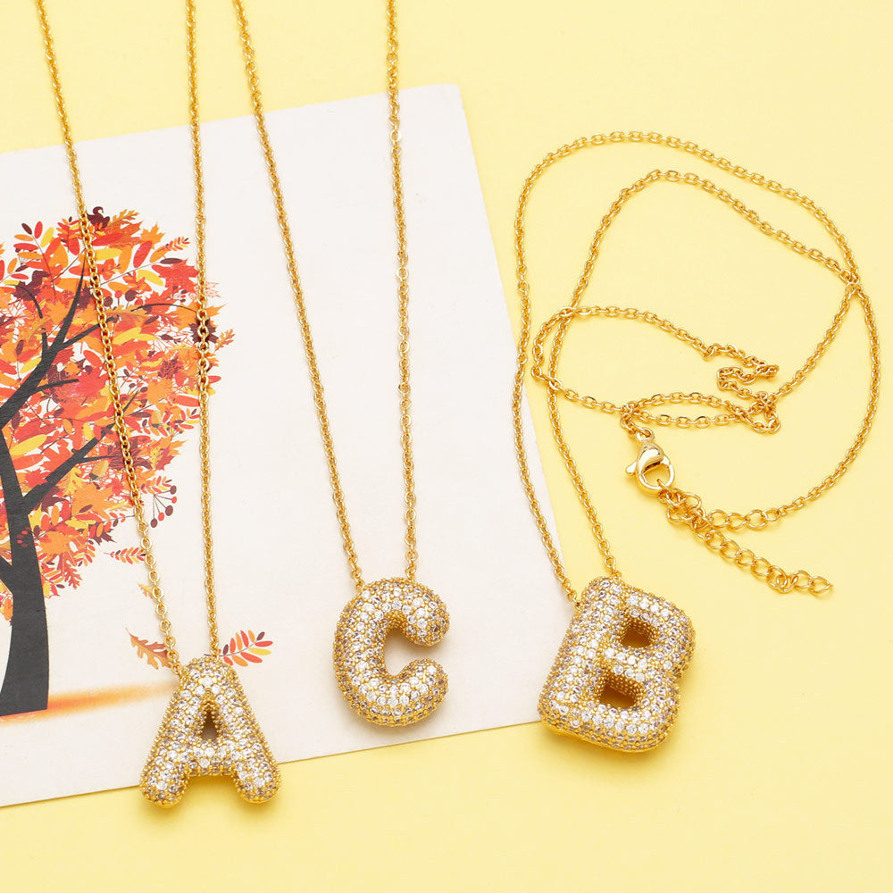 Shiny Bubbling Necklace with Embedded Letter
