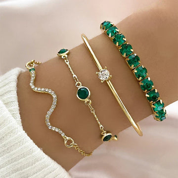 Camille – Elegant bracelet set with green stones