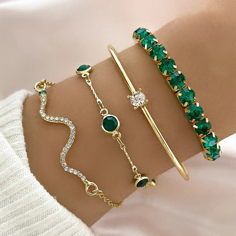 Camille – Elegant bracelet set with green stones