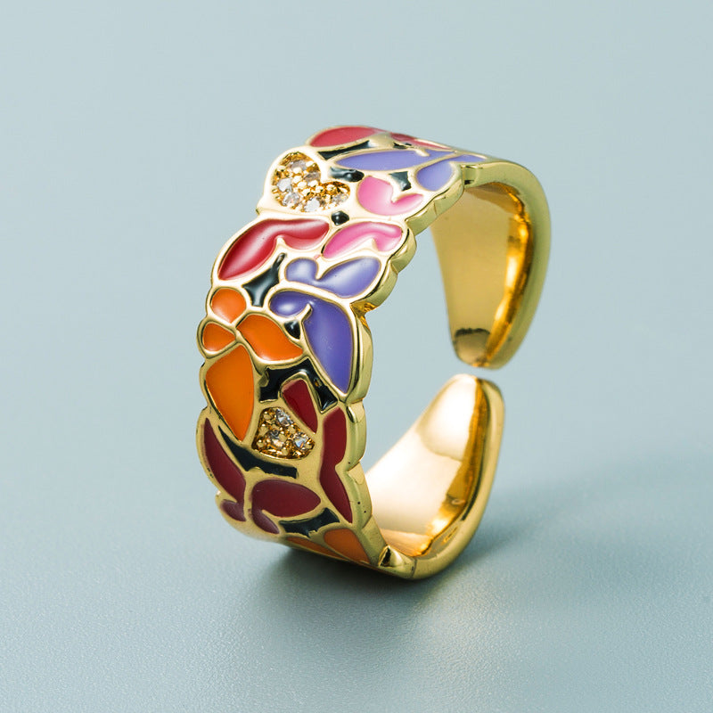 Kamille – Camille Large Ring Blue Leaf Motif