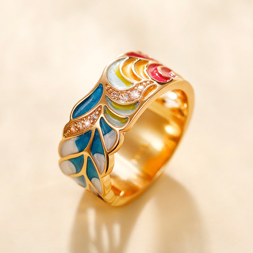 Margaux – ring of golden motif ceramic blue and white