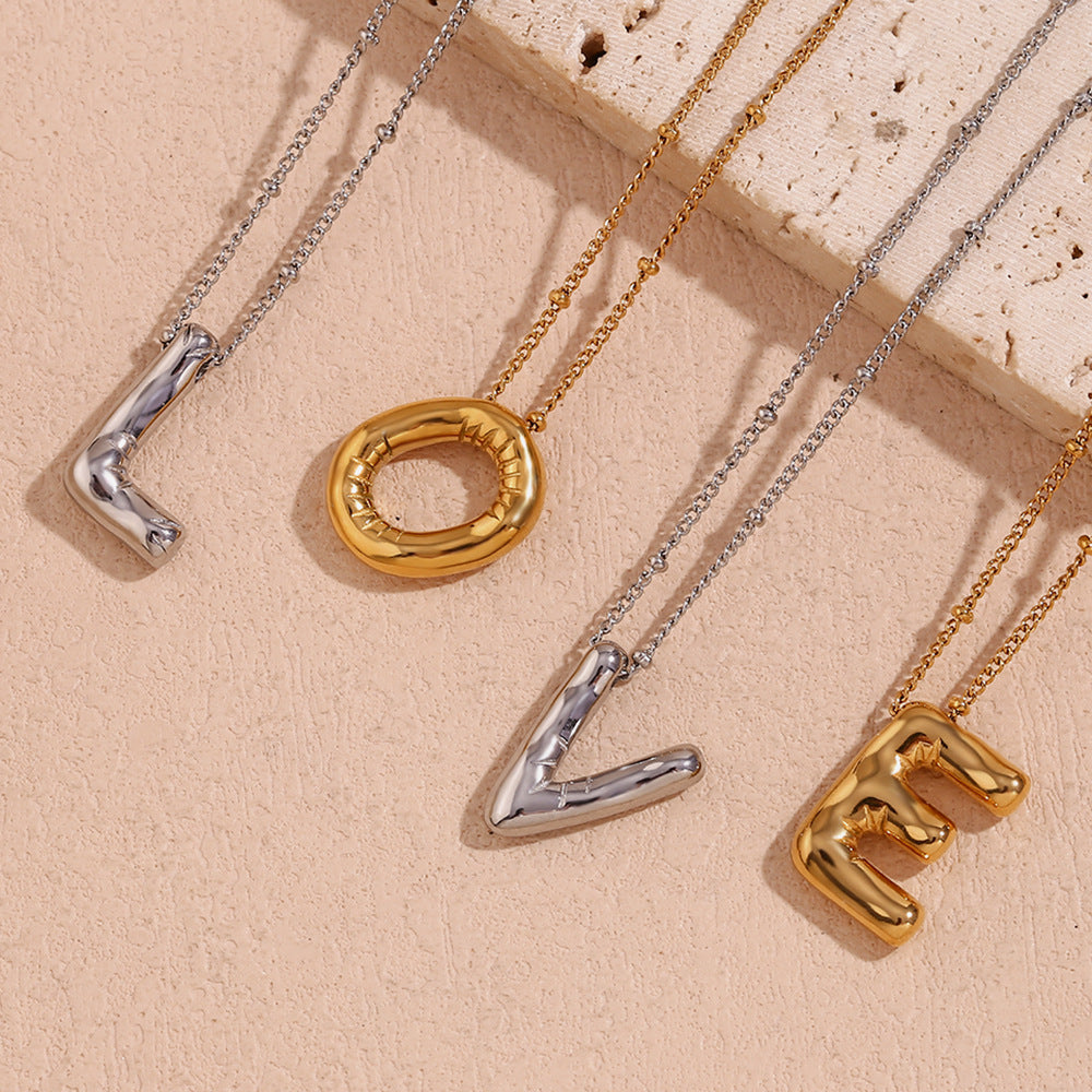 Gold Balloon Initial Necklace