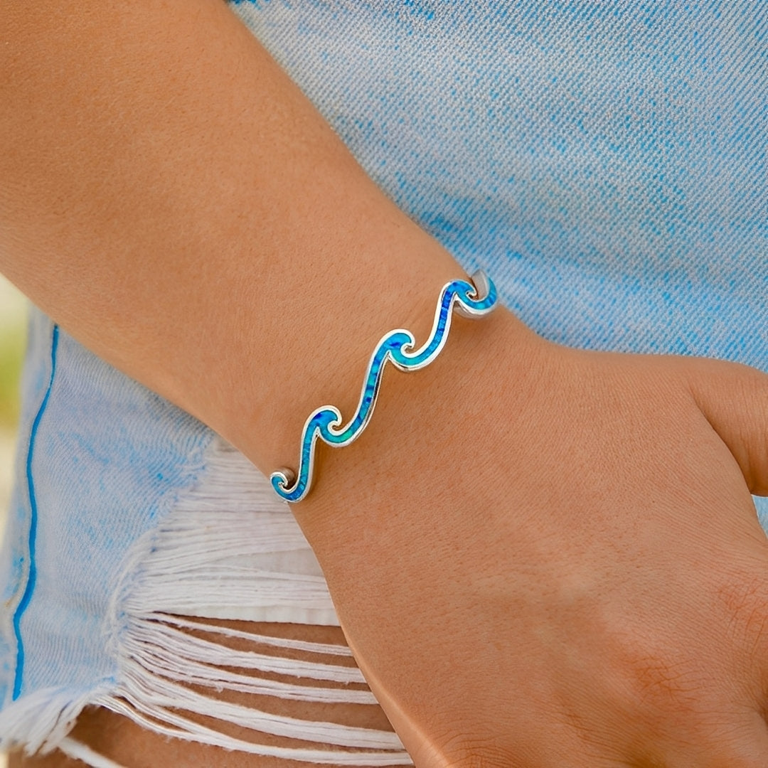 Naya – Opal and Silver Wave Bracelet