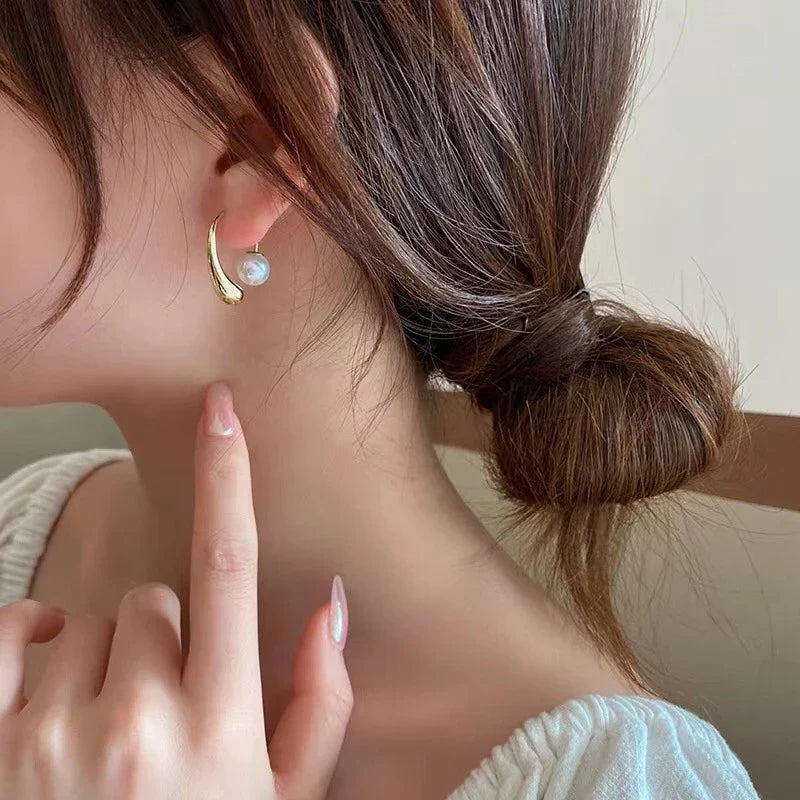 Water Drop Pearl Earring - Water Drop Earring with Pearl Clasp