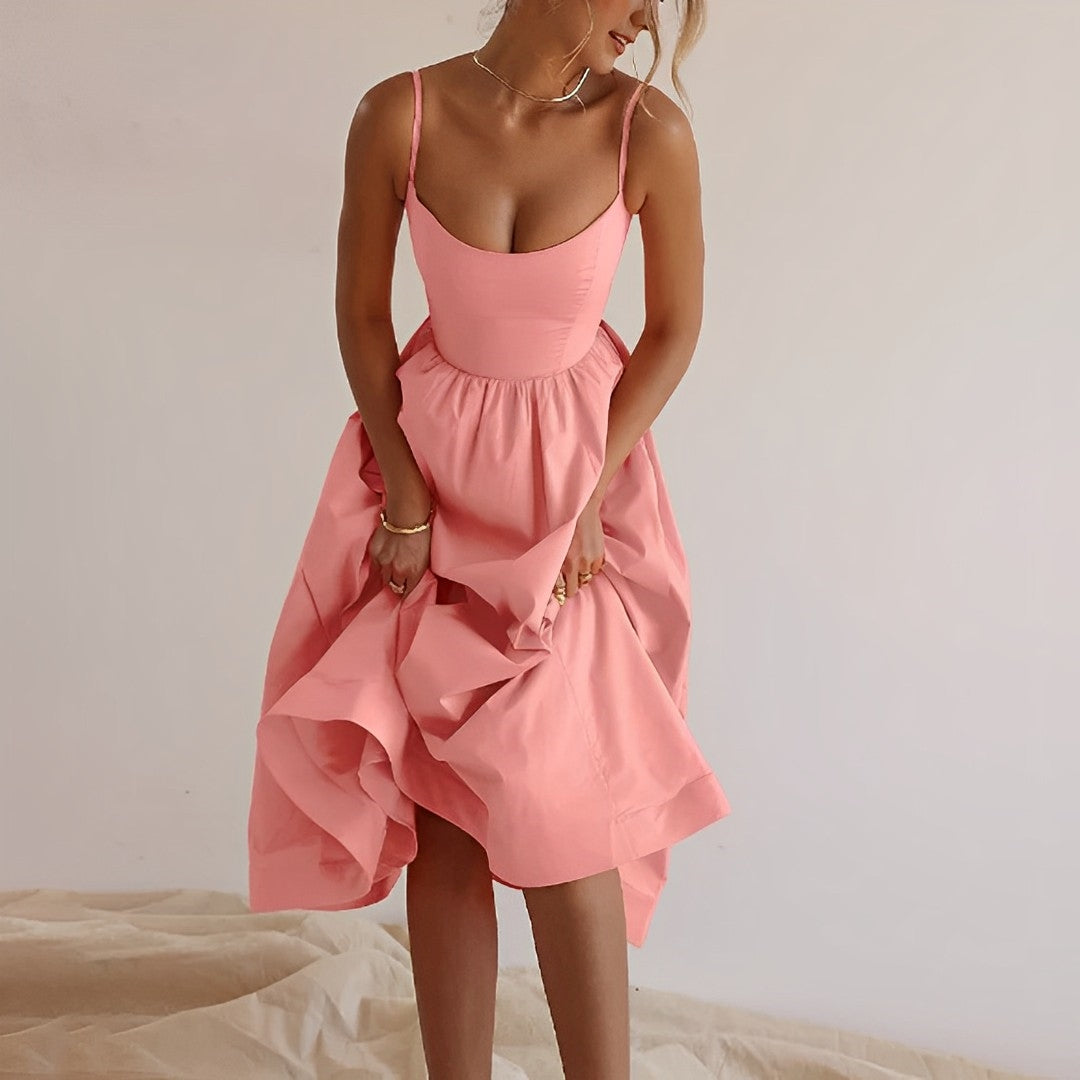 Fabiana - Dress with Slim Straps and Gathered Design