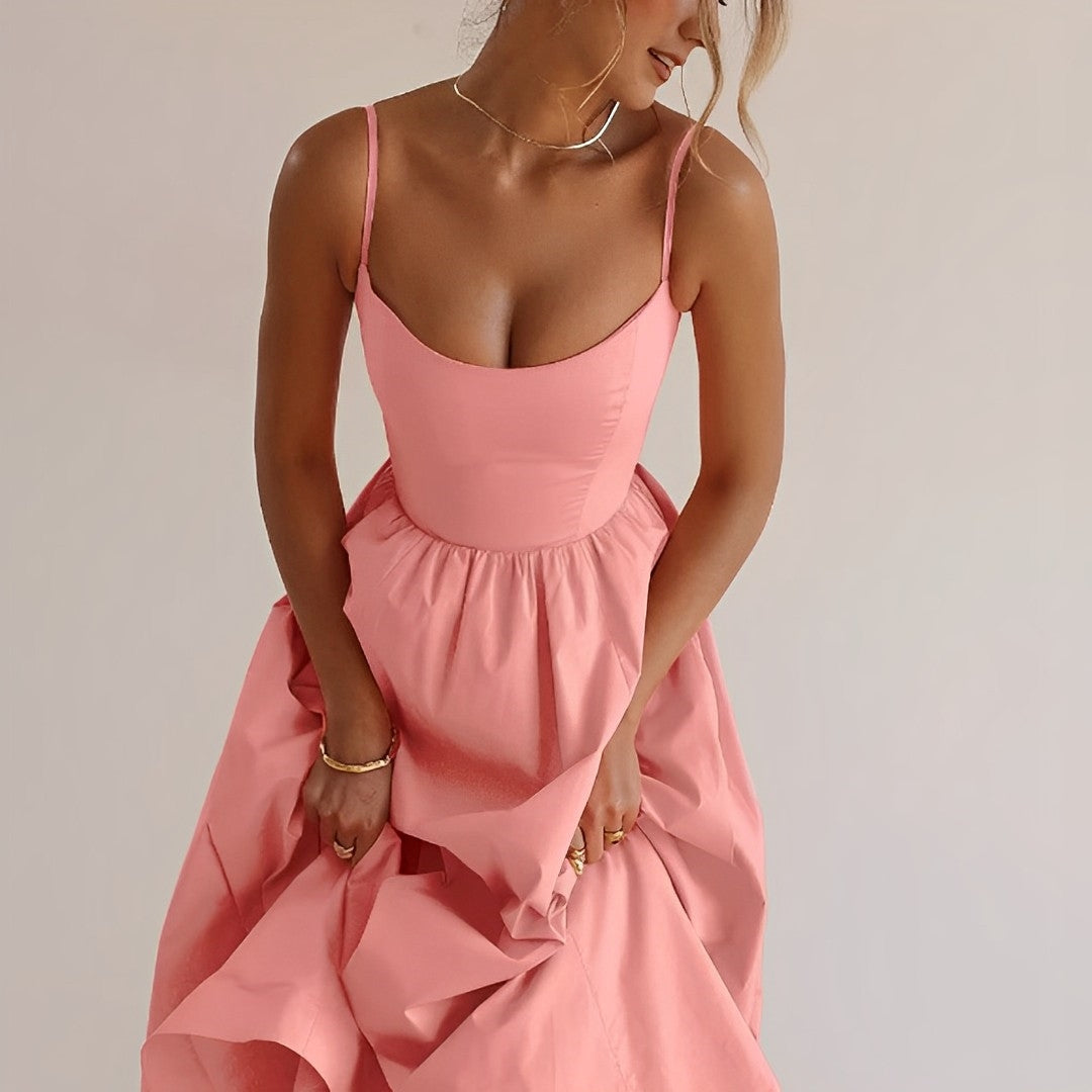 Fabiana - Dress with Slim Straps and Gathered Design