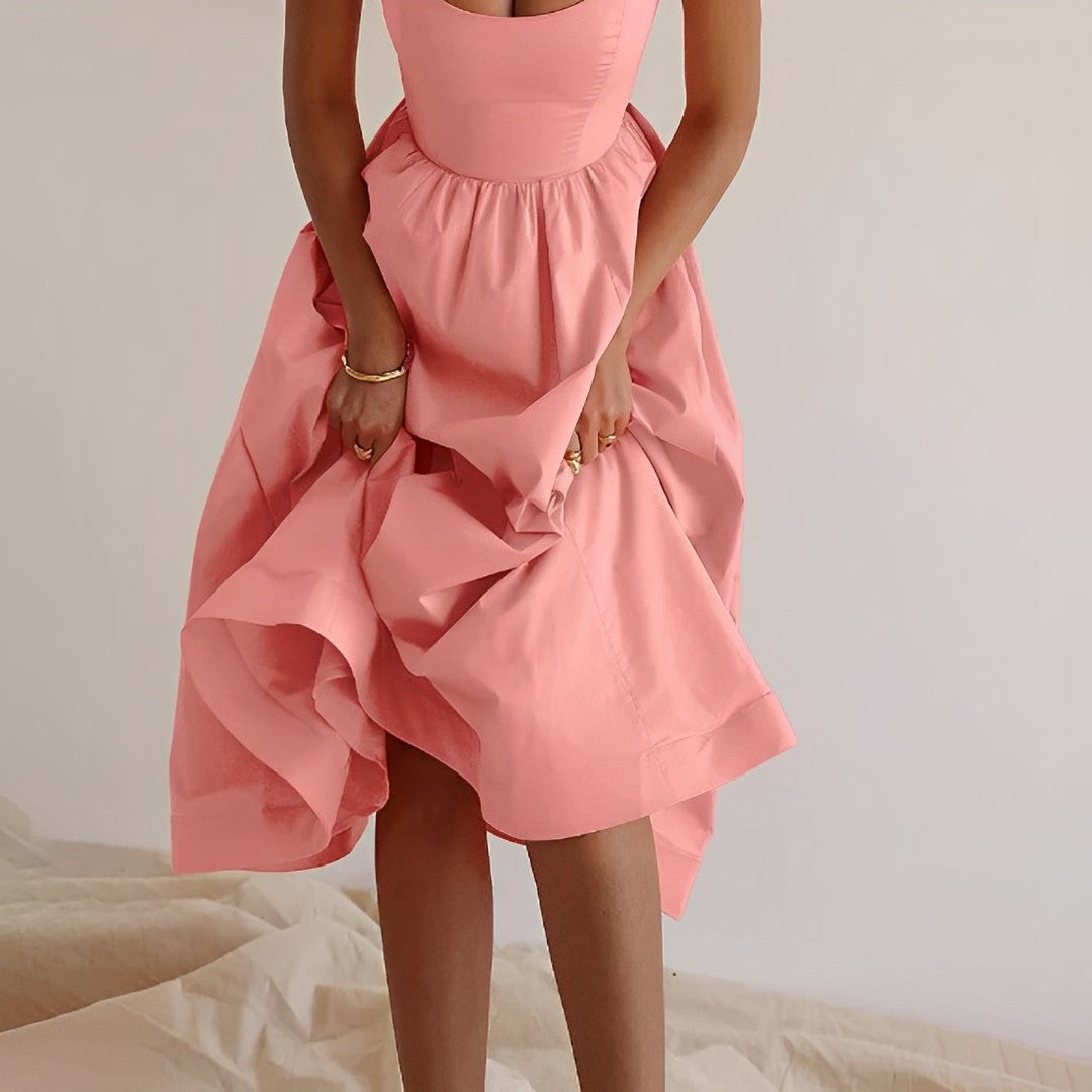 Fabiana - Dress with Slim Straps and Gathered Design