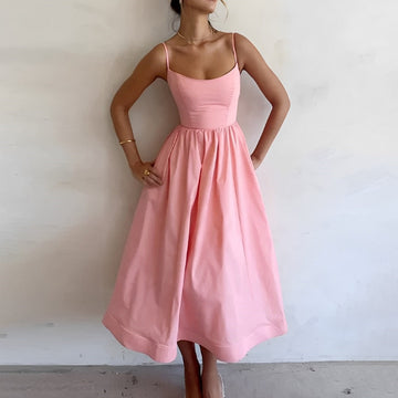 Fabiana - Dress with Slim Straps and Gathered Design