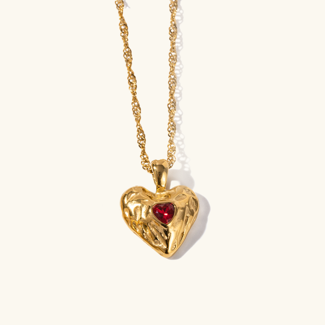 Vesper - Red Heart Necklace in Gold
