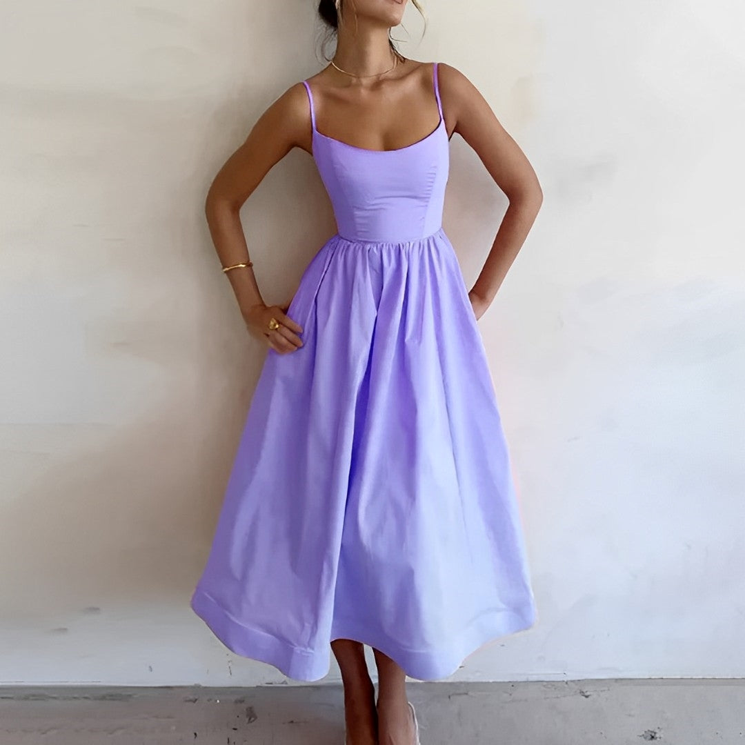 Fabiana - Dress with Slim Straps and Gathered Design