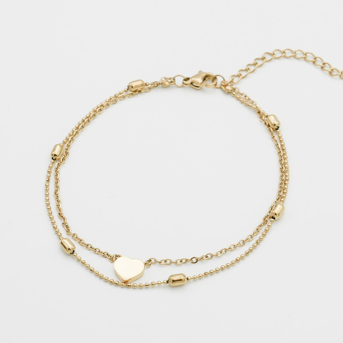 Raisa – Double anklet chain with hearts and pearls