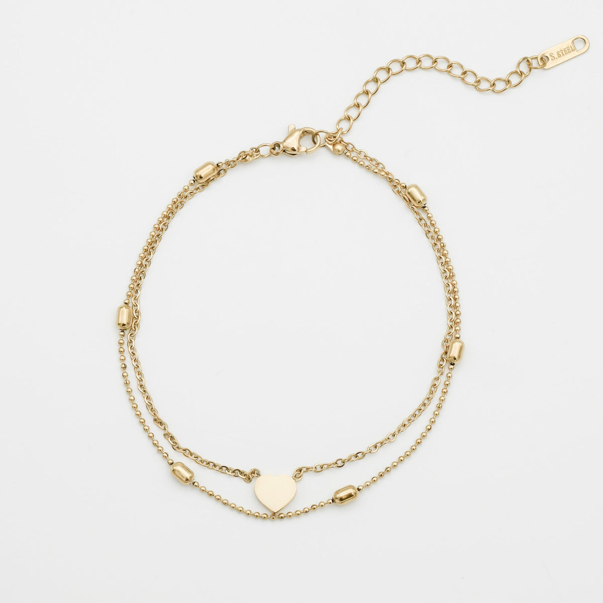 Raisa – Double anklet chain with hearts and pearls