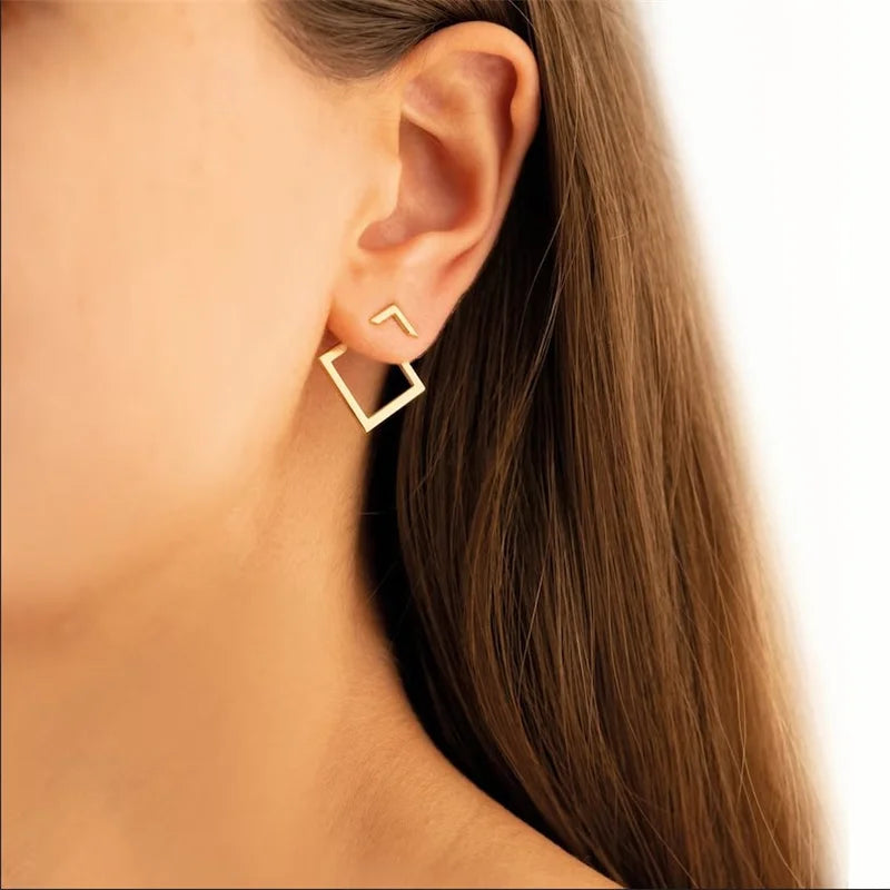 Connecting Rhombus - Minimalist Geometric Earrings