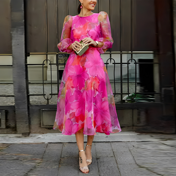Elvie - Elegant floral long sleeve dress for women