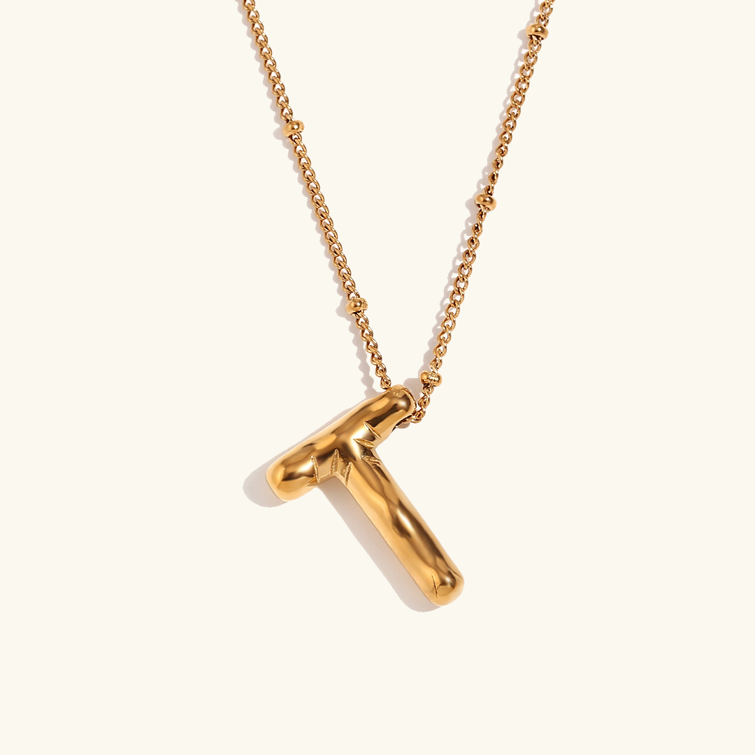 Gold Balloon Initial Necklace