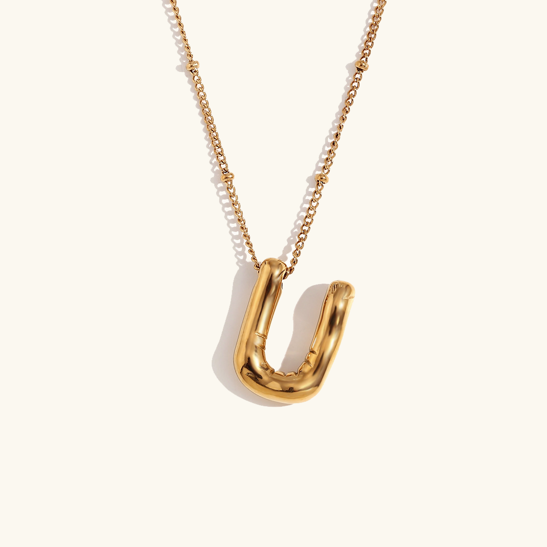 Gold Balloon Initial Necklace