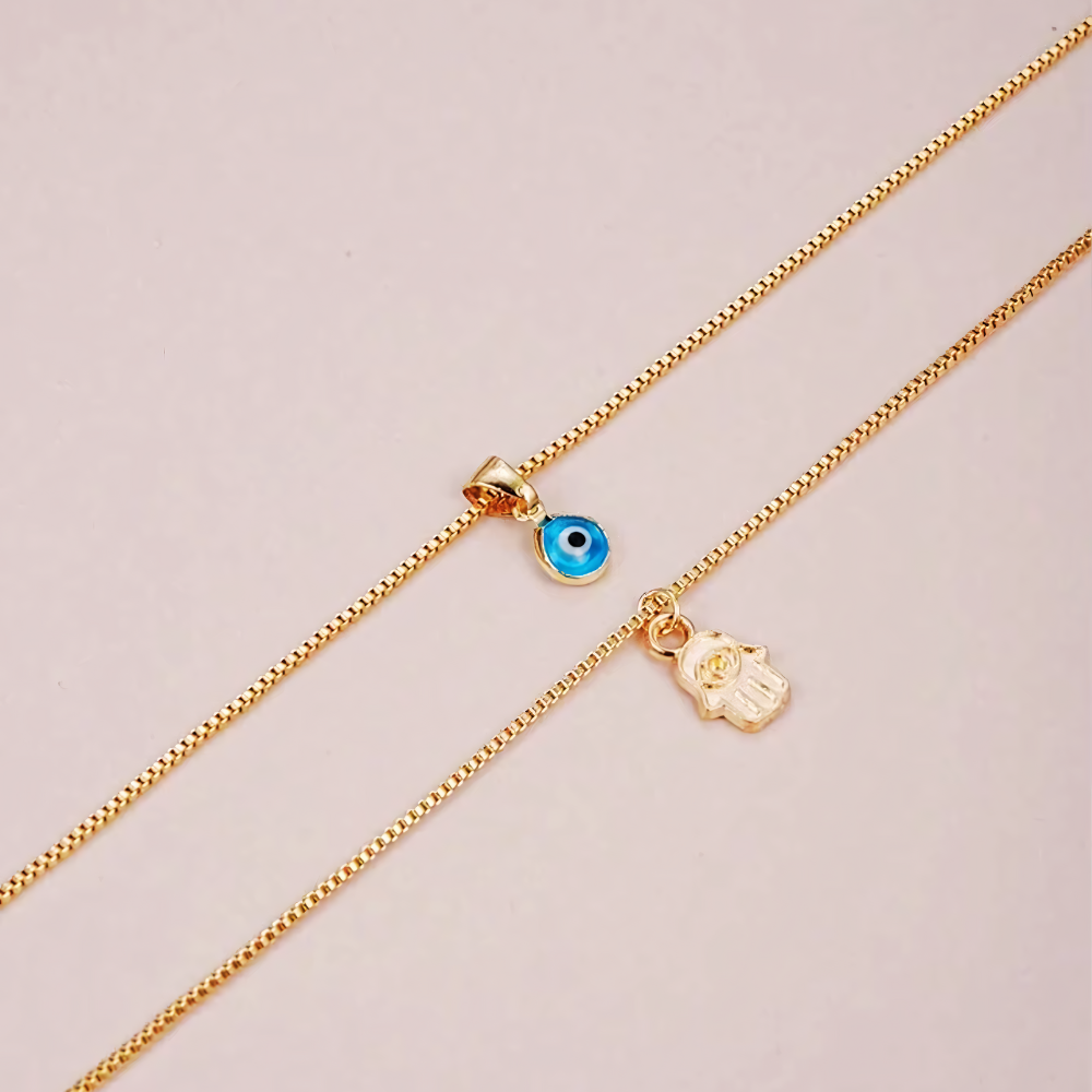 Sahar – Two-Row Evil Eye Necklace