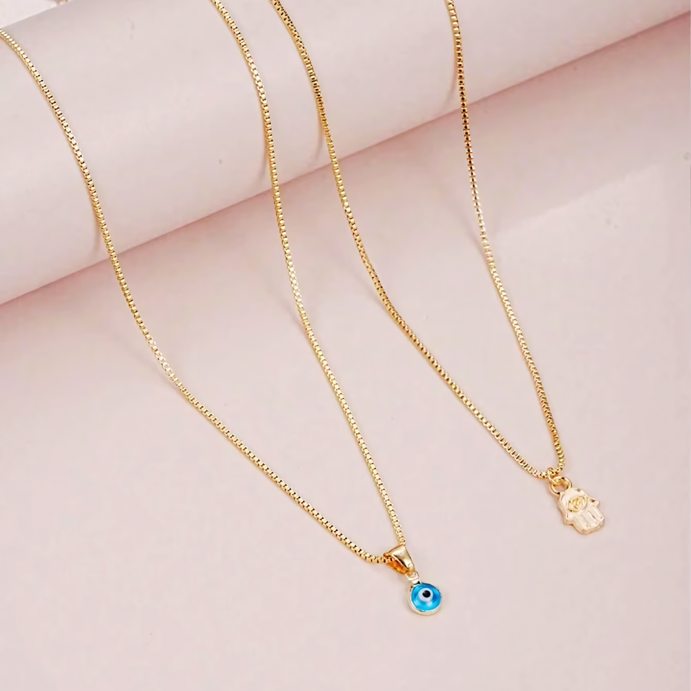 Sahar – Two-Row Evil Eye Necklace
