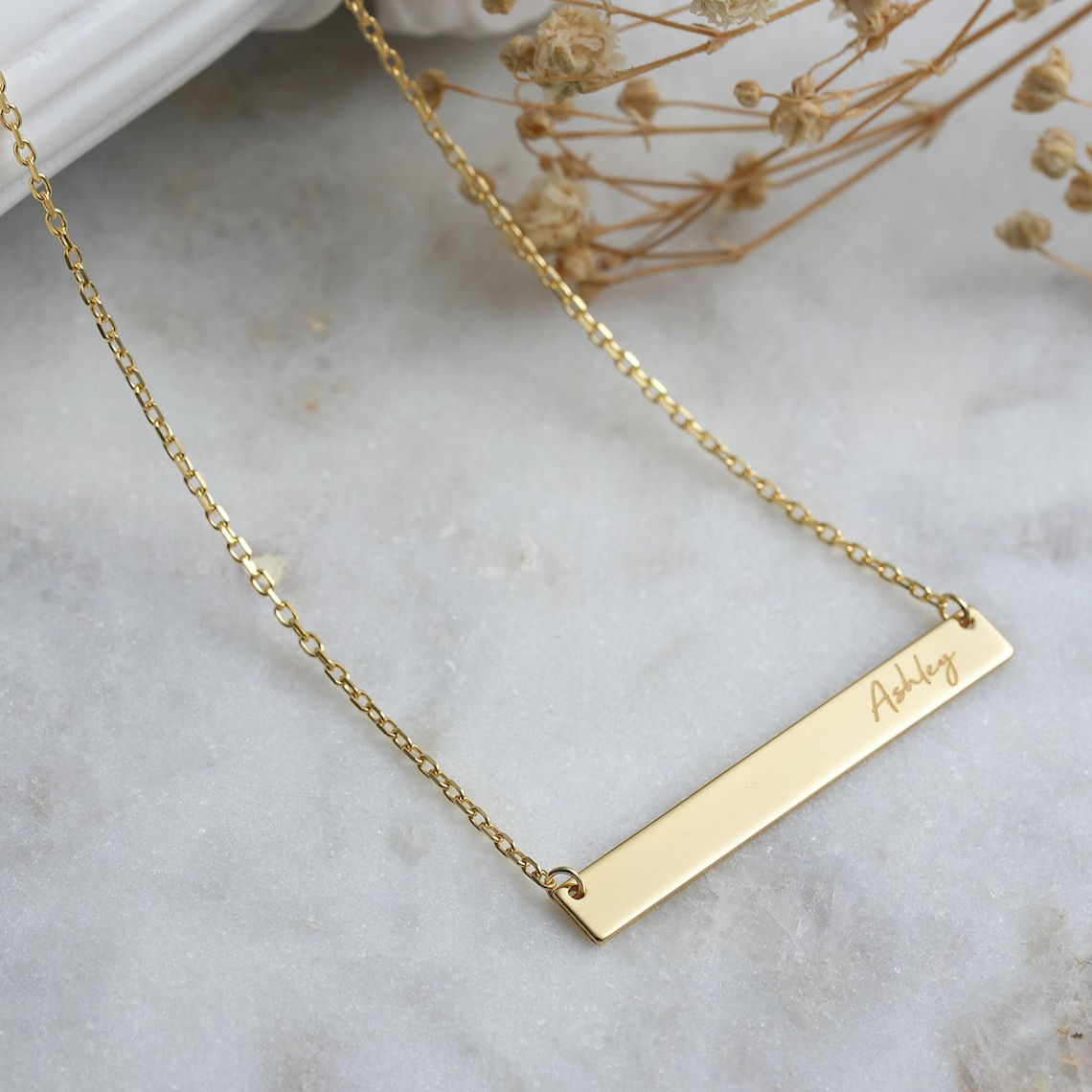 Bar Necklace with Name - Custom Bar Necklace