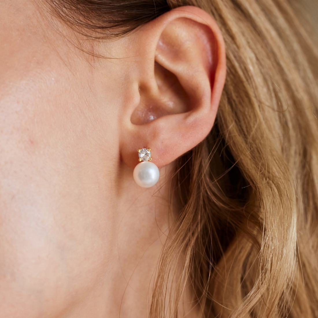 Pearl Earrings - Dainty CZ Earrings