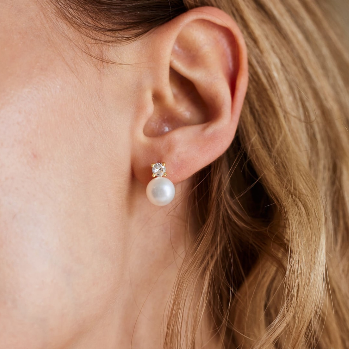 Pearl Earrings - Dainty CZ Earrings