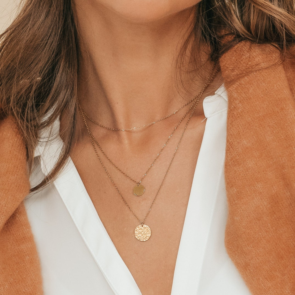 Round Pendant Set - 3 Layer Disc Necklace