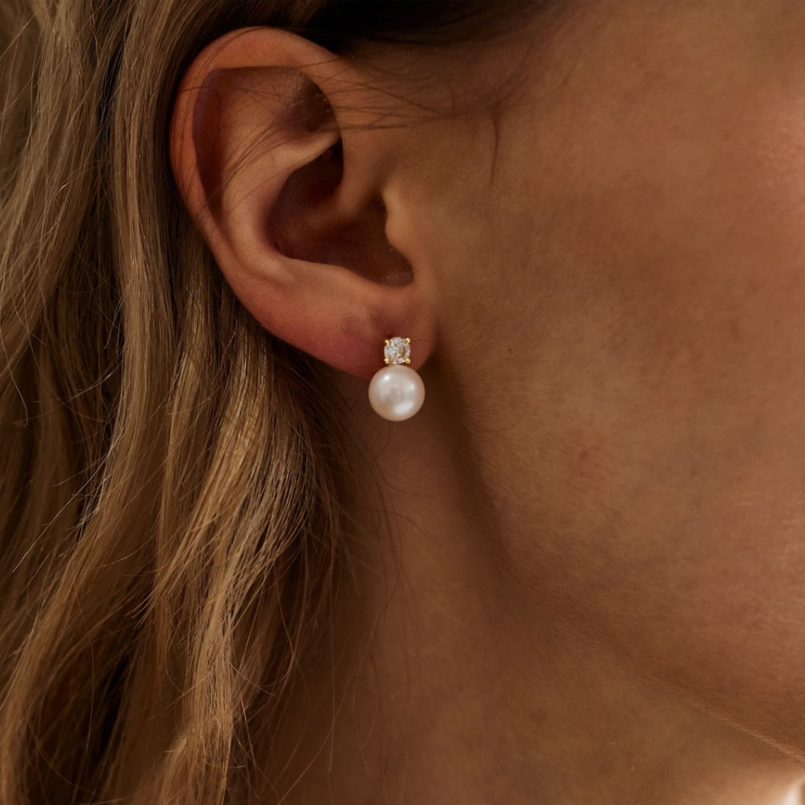 Pearl Earrings - Dainty CZ Earrings
