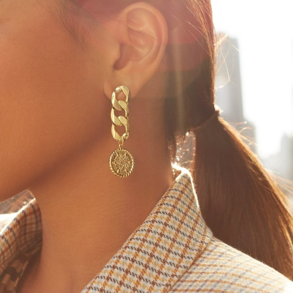 Coin chain earrings - Golden earrings