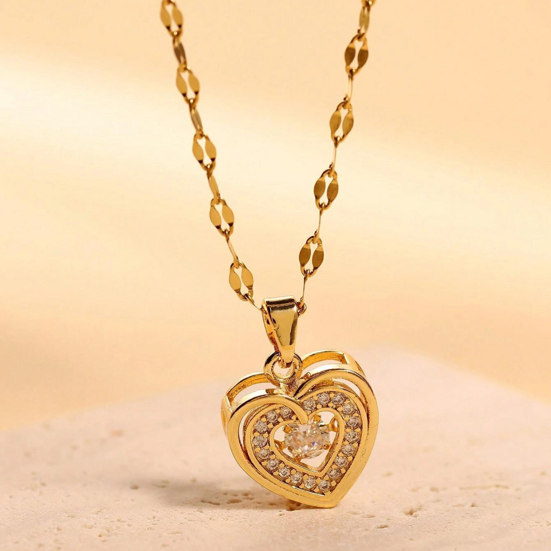 Love Heart Pendant - Double Layer Necklace