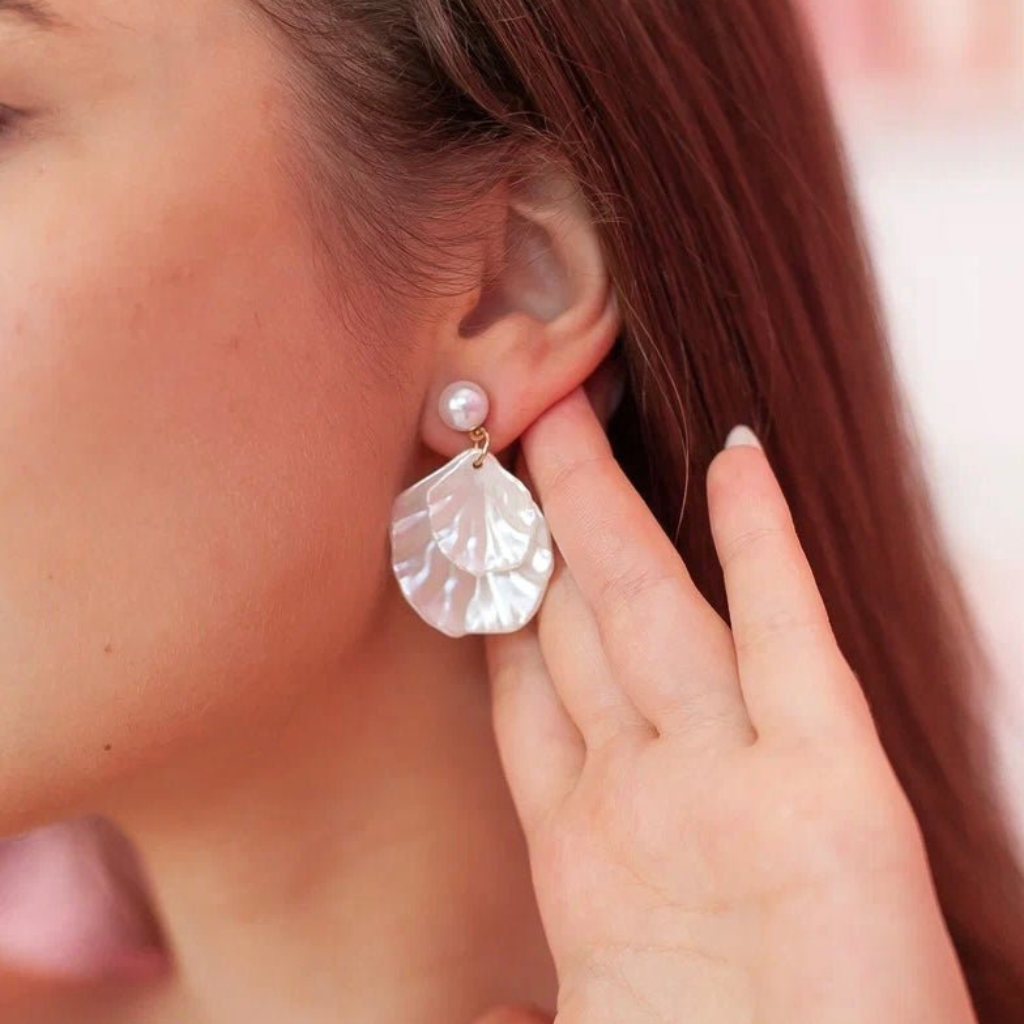 Shiny Pearl Shell - Dangling Earrings