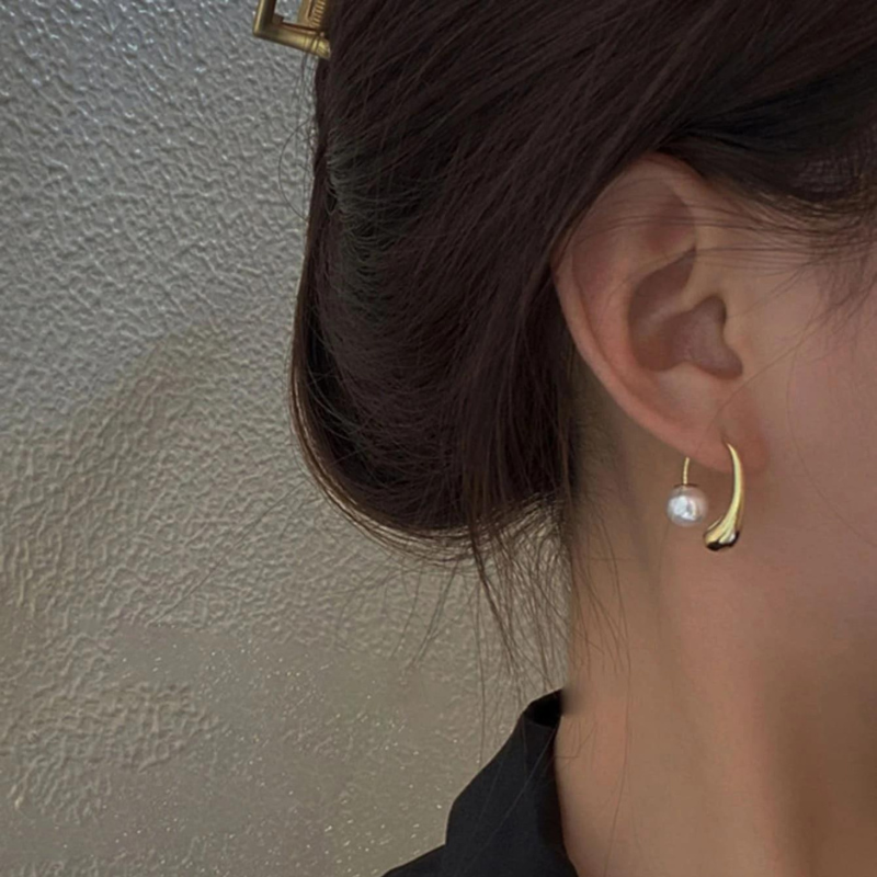 Water Drop Pearl Earring - Water Drop Earring with Pearl Clasp