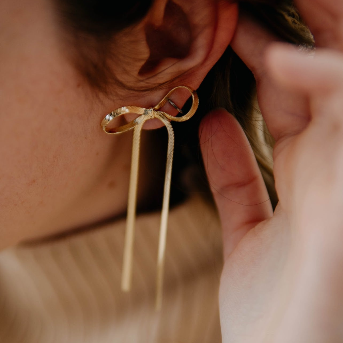 Long Earrings with Tassels - Ribbon Earrings