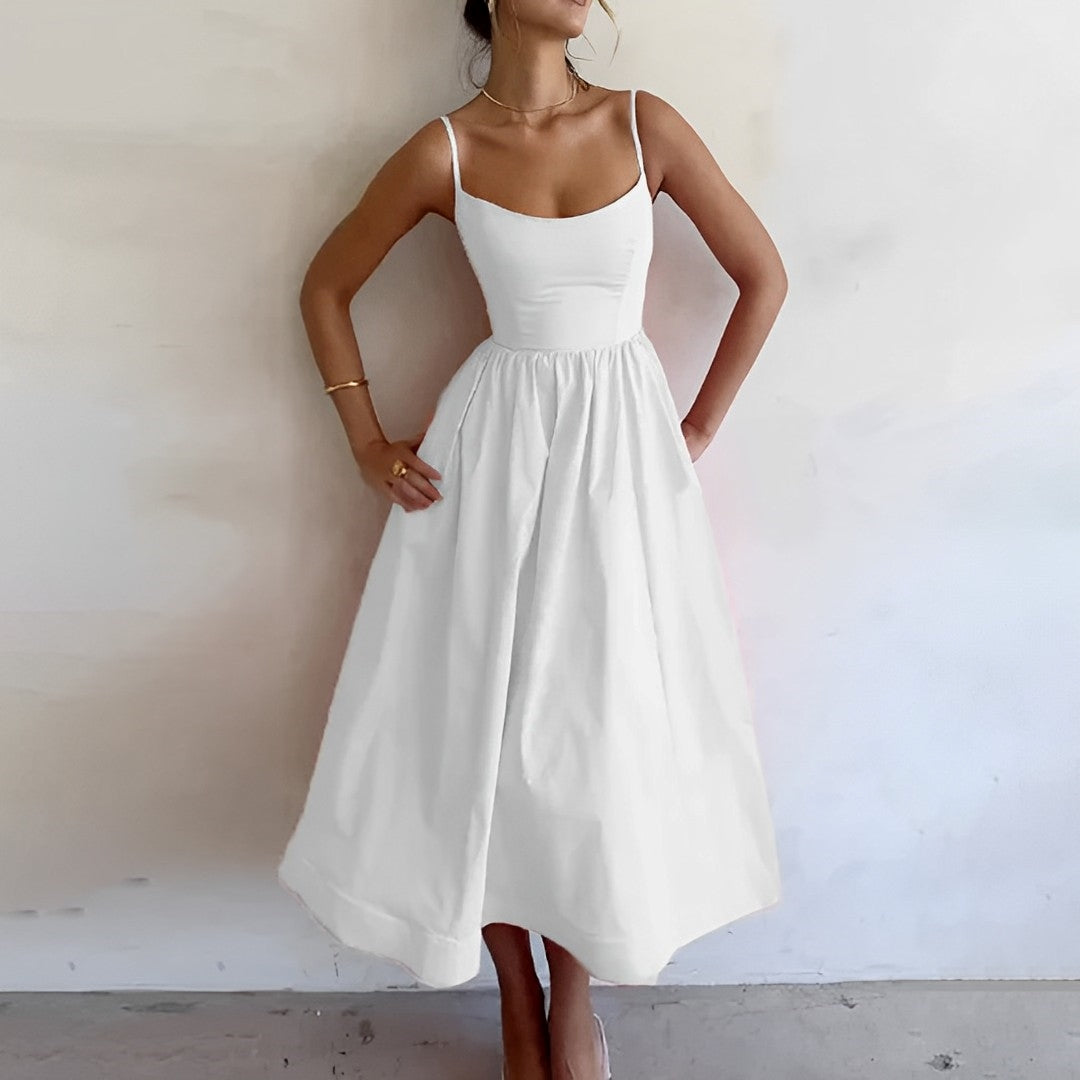 Fabiana - Dress with Slim Straps and Gathered Design
