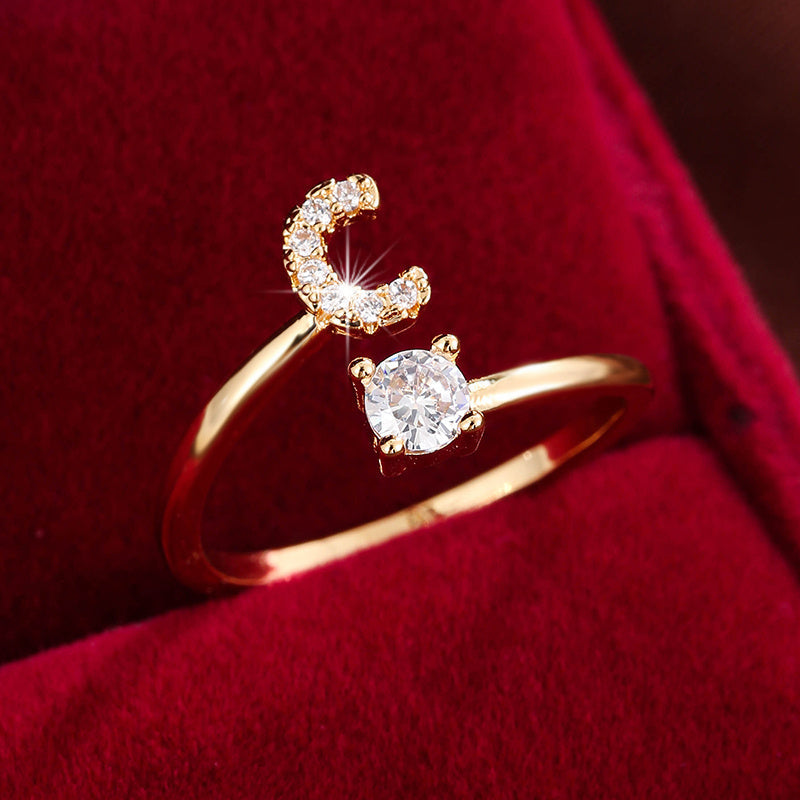 Nova – Modern open ring with initial