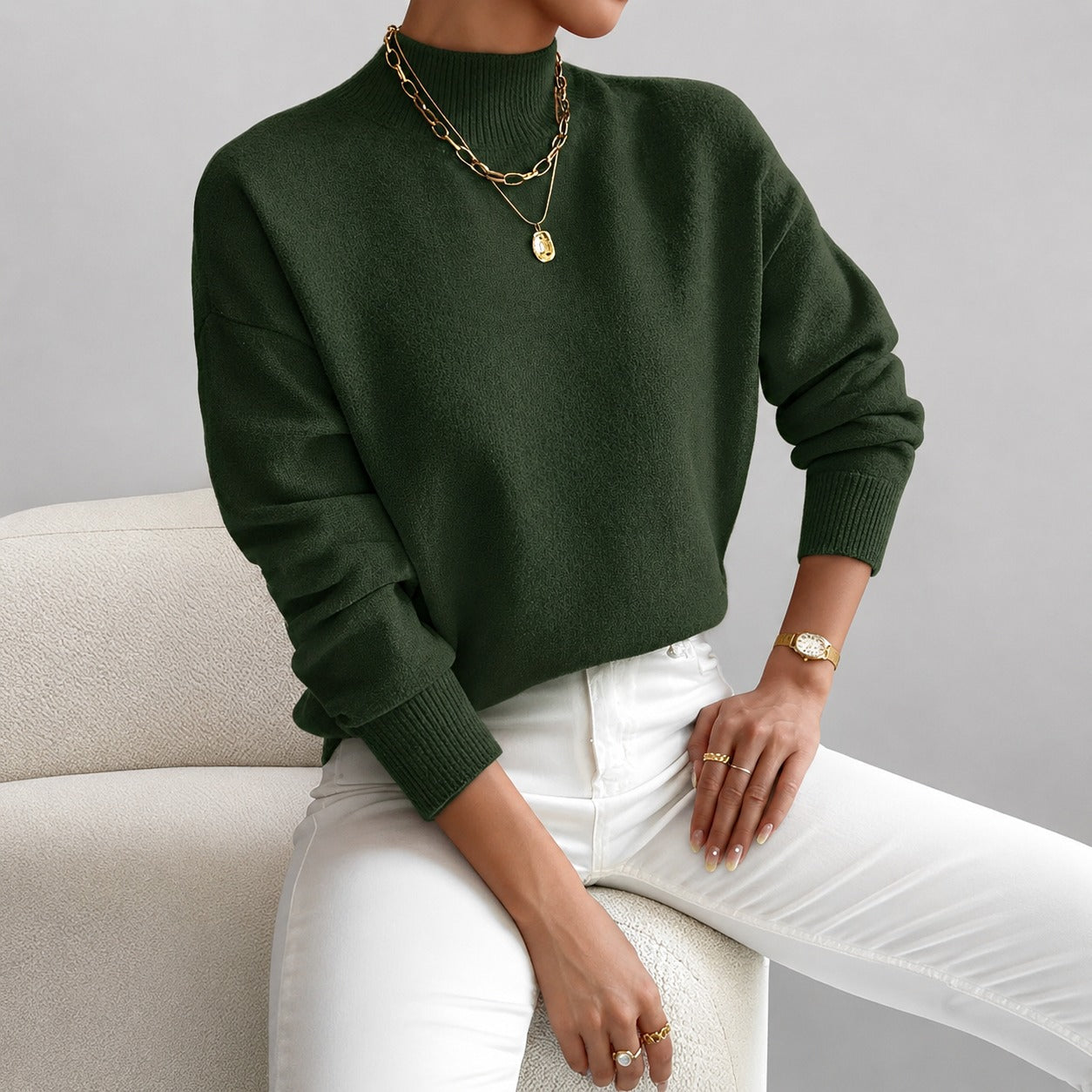 Roxana - Trendy high-neck sweater for women