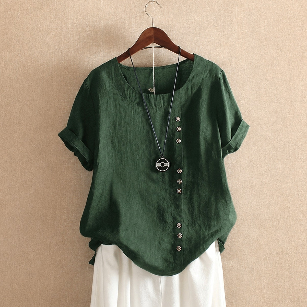 Julianny - Short-sleeved blouse with buttons