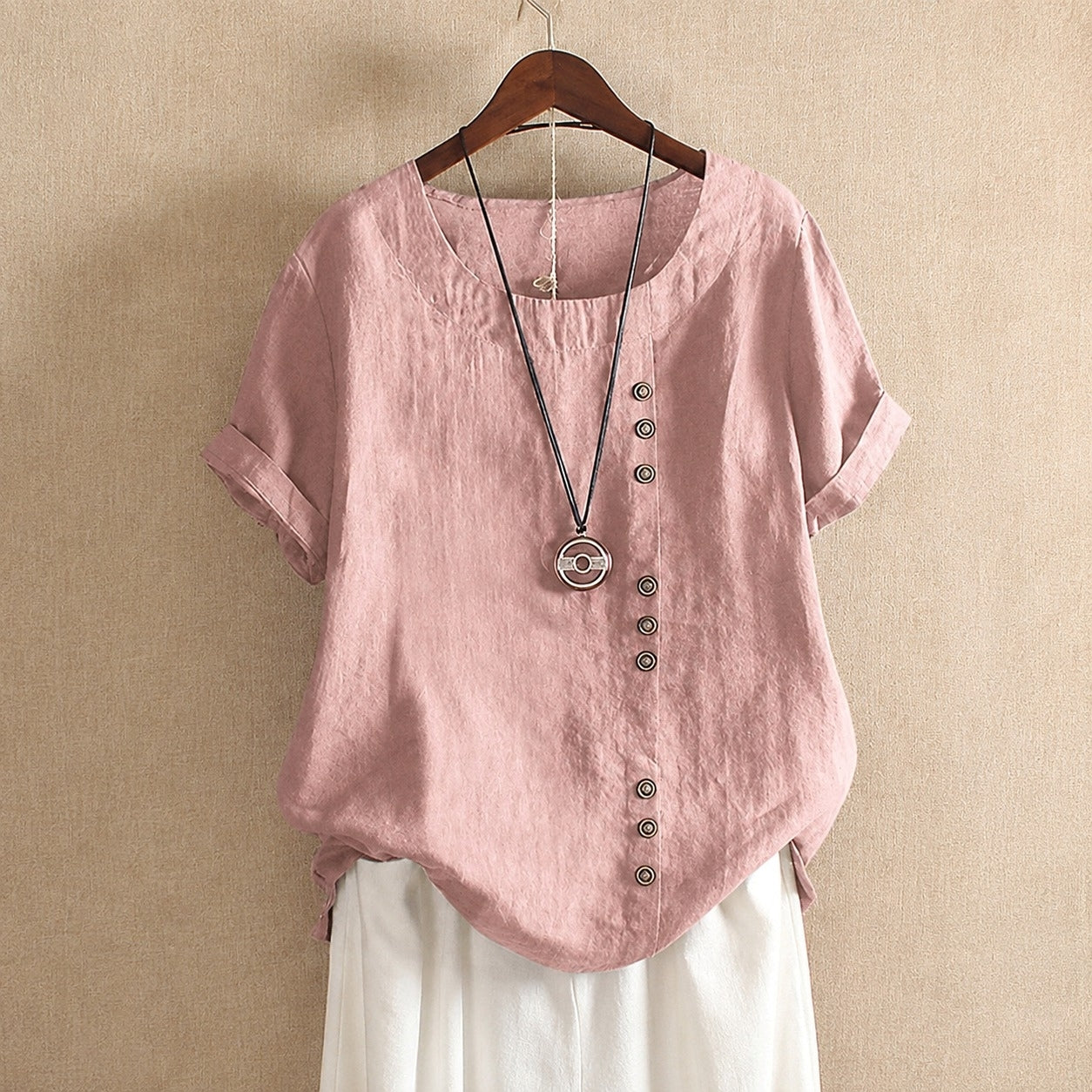 Julianny - Short-sleeved blouse with buttons