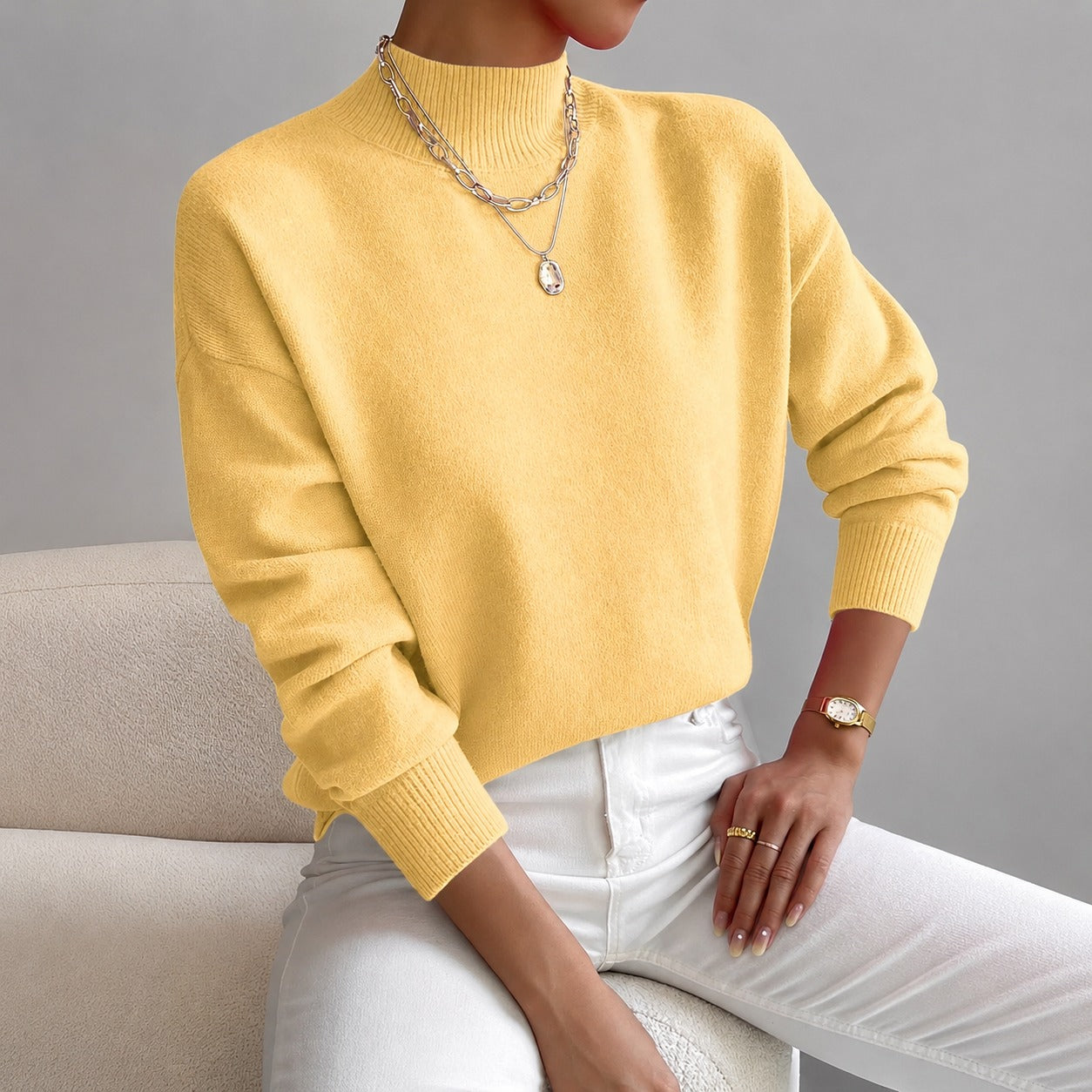 Roxana - Trendy high-neck sweater for women
