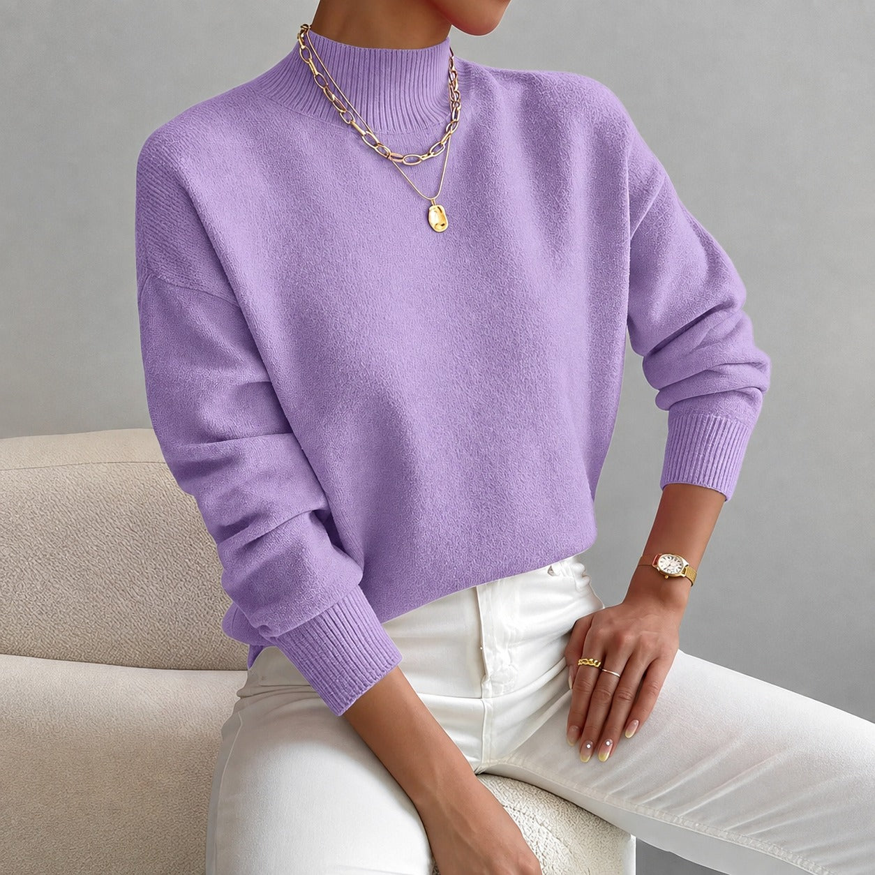 Roxana - Trendy high-neck sweater for women