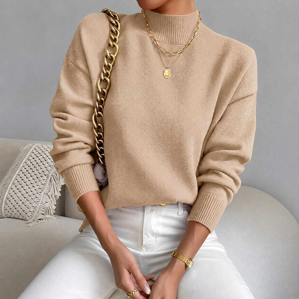 Roxana - Trendy high-neck sweater for women