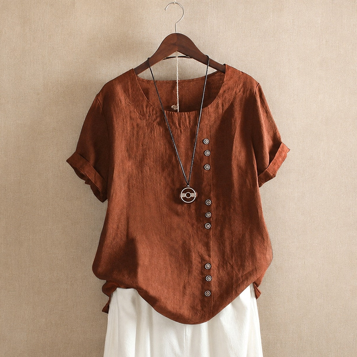 Julianny - Short-sleeved blouse with buttons