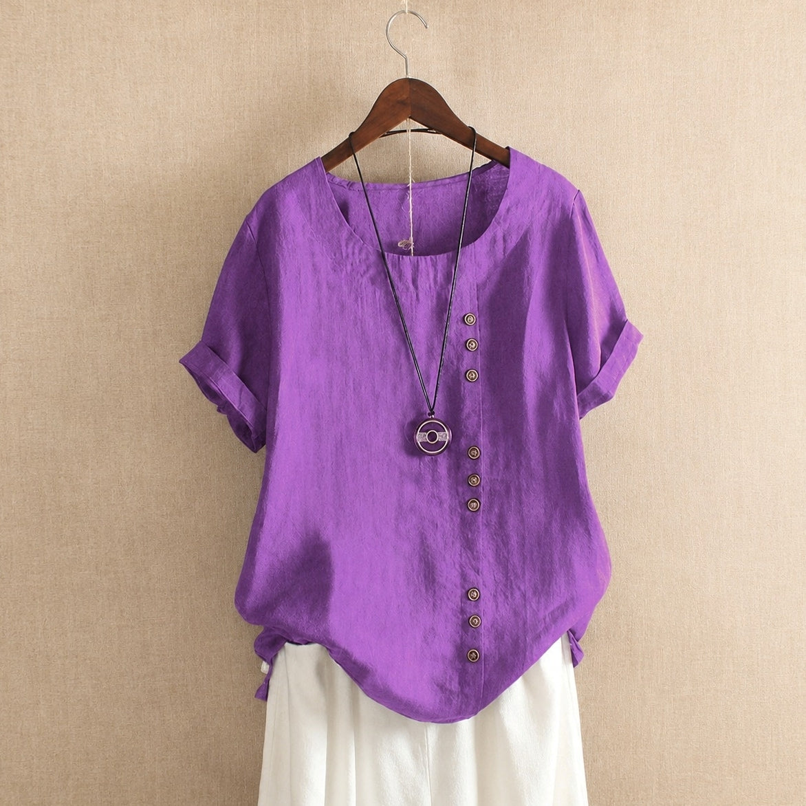 Julianny - Short-sleeved blouse with buttons