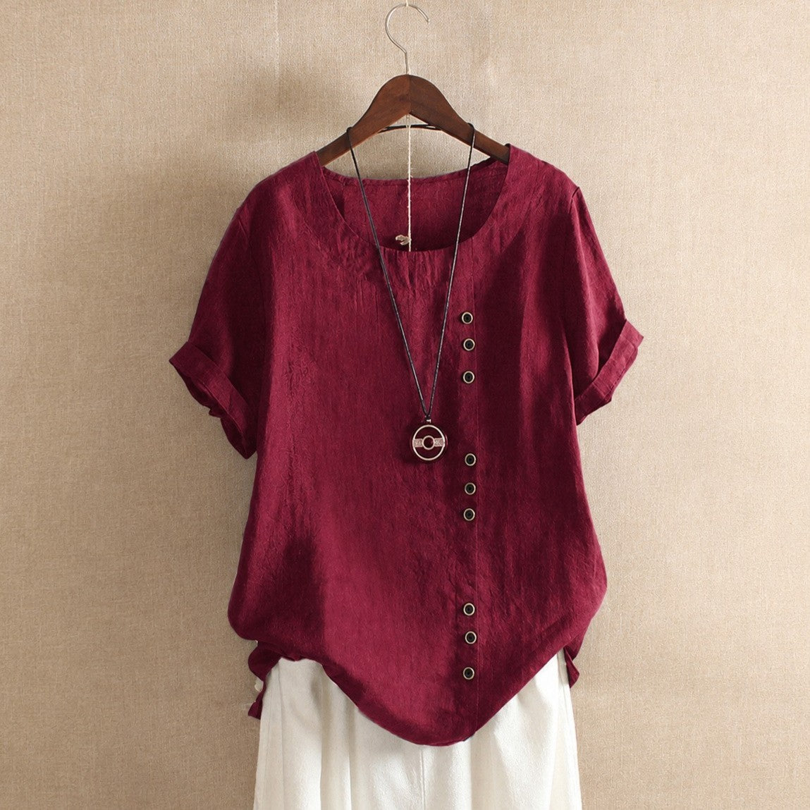 Julianny - Short-sleeved blouse with buttons
