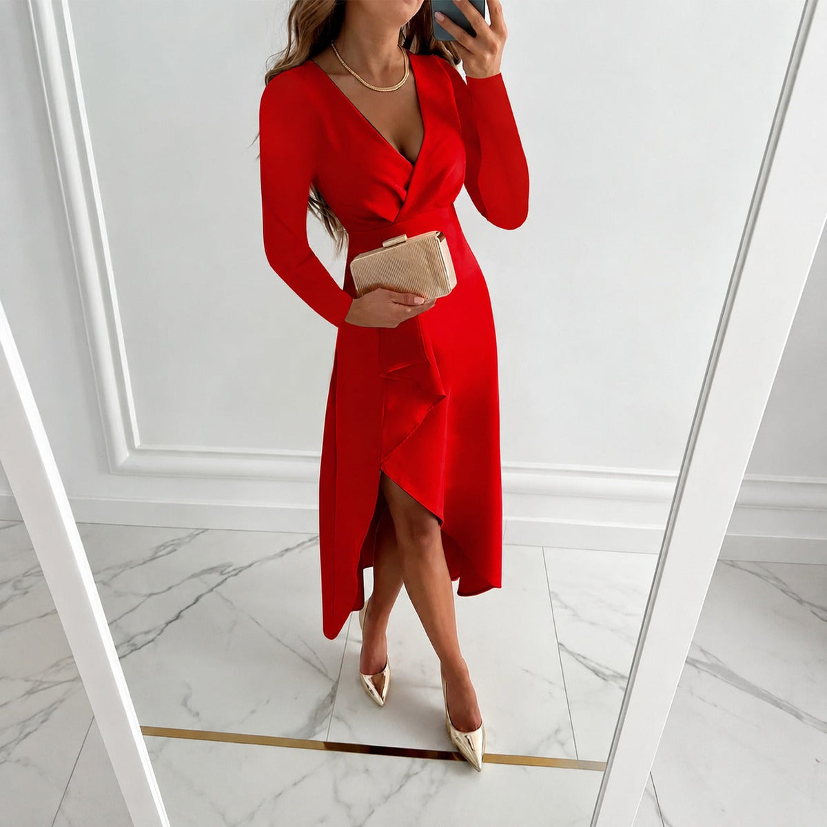 Shannon - Elegant long-sleeve dress with pleats