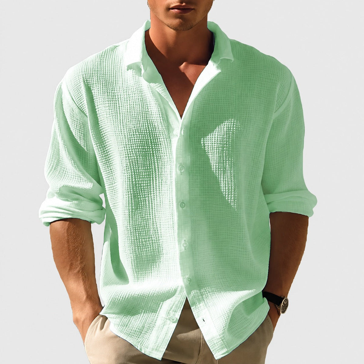 Kelvin - Men's Lightweight Summer Button-Up Casual Shirt