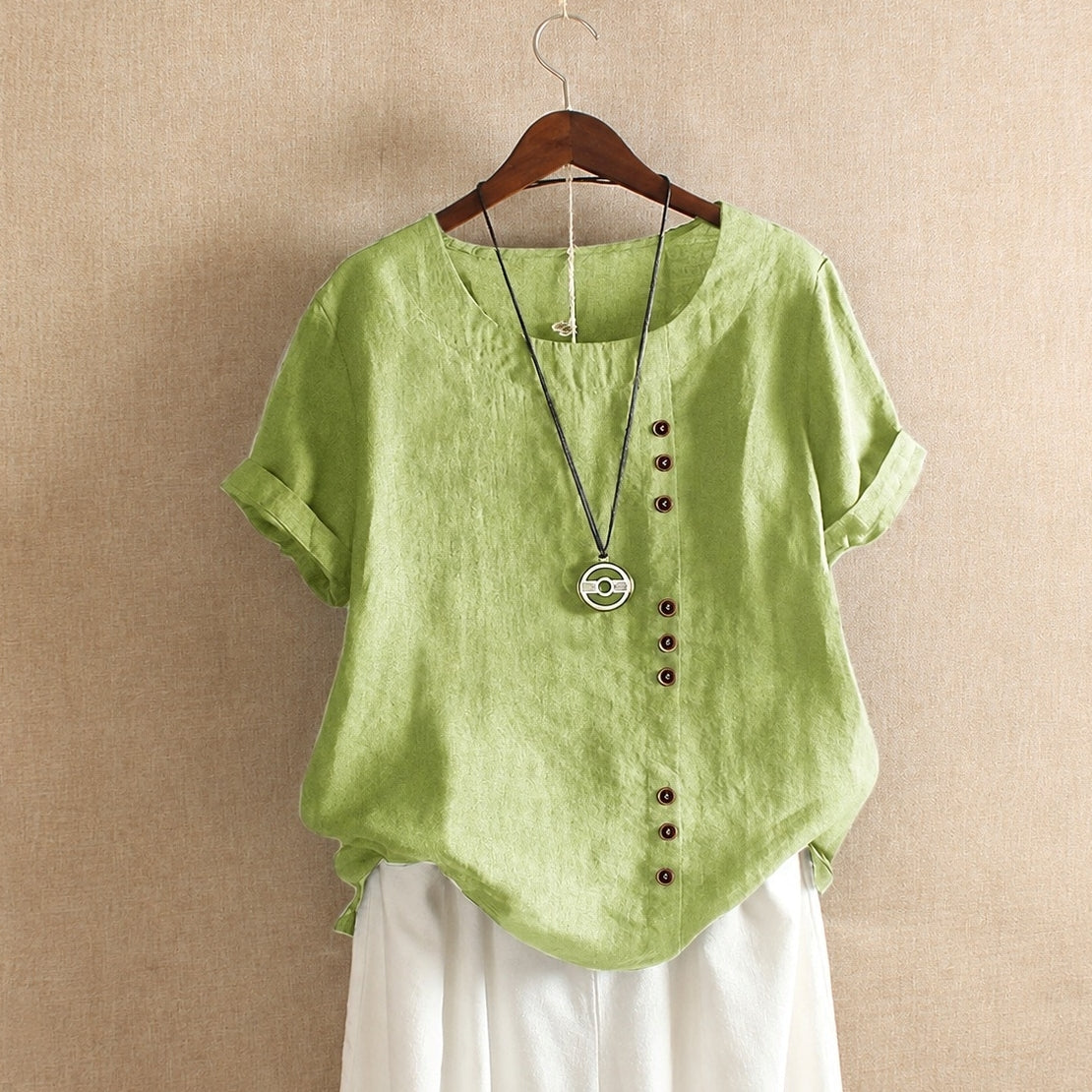 Julianny - Short-sleeved blouse with buttons