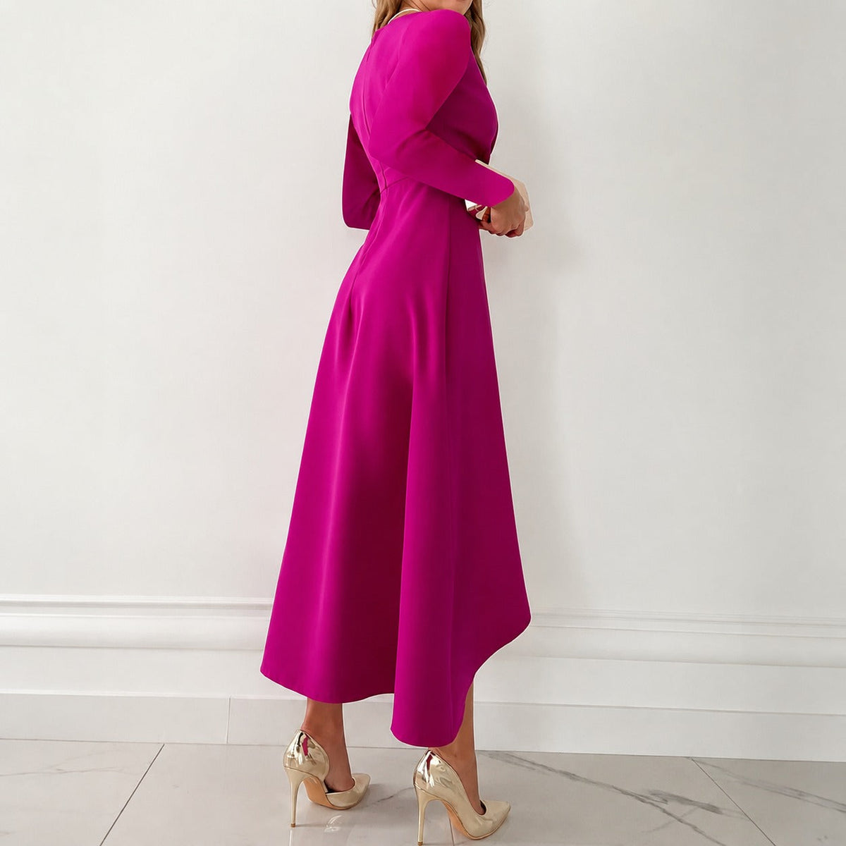 Shannon - Elegant long-sleeve dress with pleats