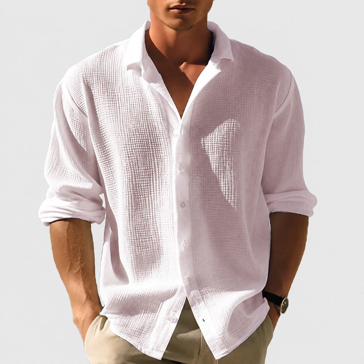Kelvin - Men's Lightweight Summer Button-Up Casual Shirt