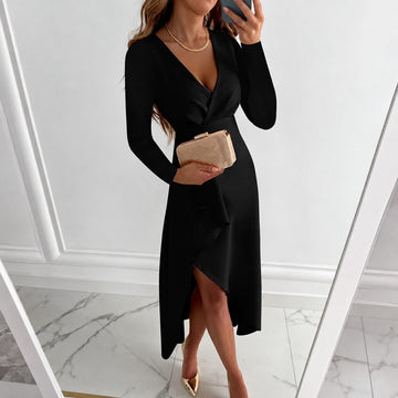Shannon - Elegant long-sleeve dress with pleats